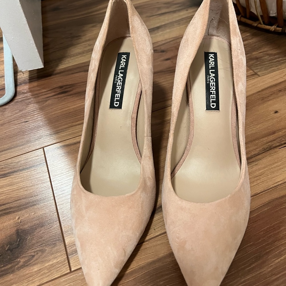 Pink suede heels